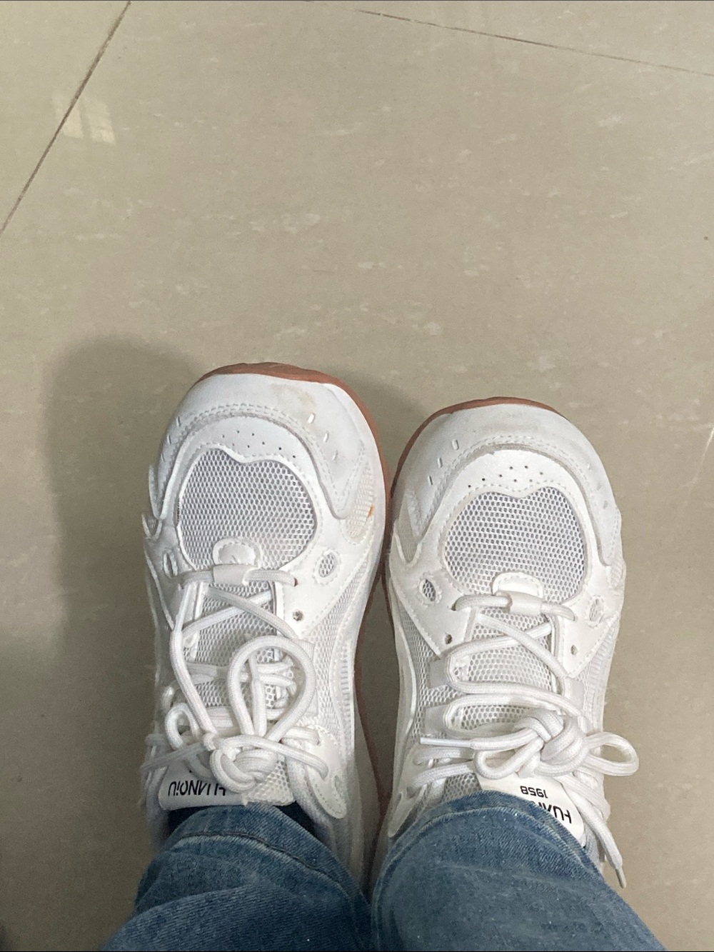 White Mesh Athletic Sneakers - Casual Lace-Up